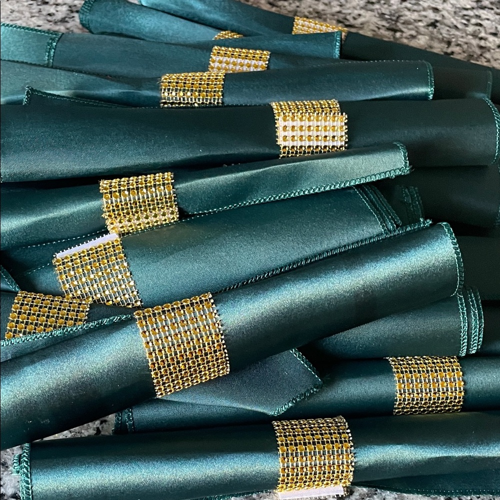 Elegant Teal and Gold Napkin Rings